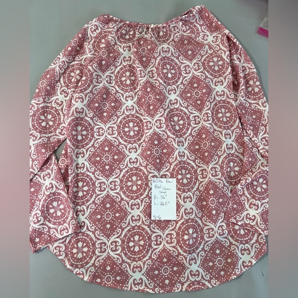 *NWT* MIHOLL Womens Size Small Pink White Blouse Long‎ Sleeve - Picture 9 of 10